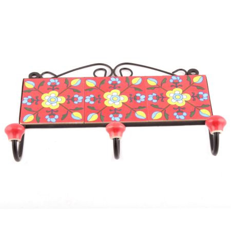 Red Floral Ceramic Tiles Hooks Online